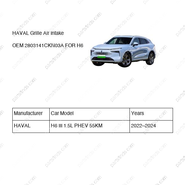 2803141CKN03A|2803141CKN03A | Grille Air Intake | HAVAL parts | | | H6 III 1.5L PHEV 55KM | PartsFinds