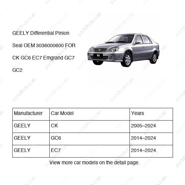 3036000600|3036000600 | Differential Pinion Seal | GEELY parts | | | CK | GC6 | EC7 | PartsFinds