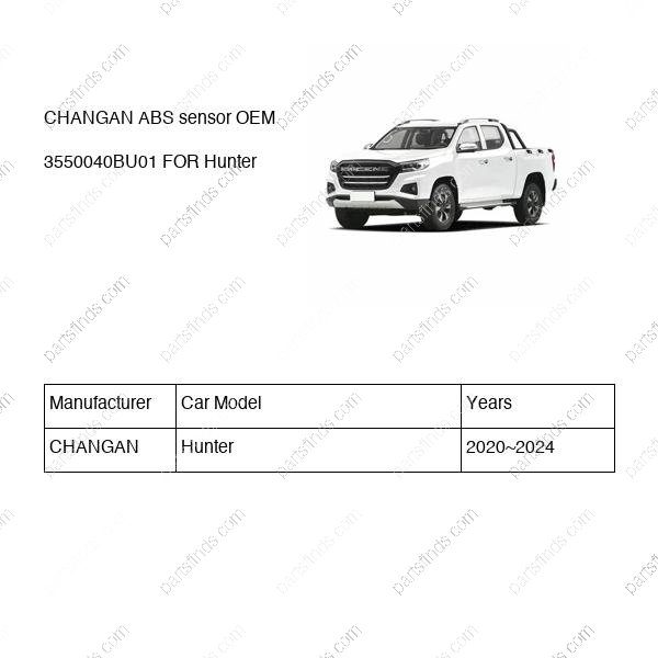 3550040-BU01|3550040BU01 | ABS sensor | CHANGAN parts | | | Hunter | PartsFinds 3550040-BU01|3550040BU01 | ABS sensor | CHANGAN parts | | | Hunter | PartsFinds