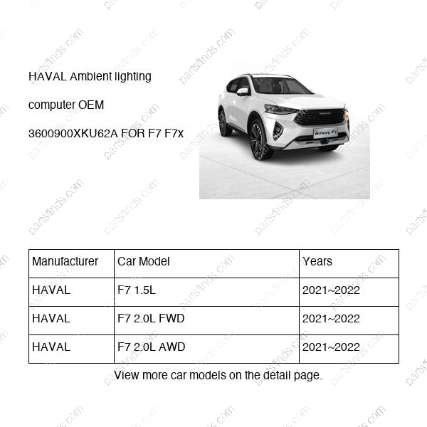 3600900XKU62A|3600900XKU62A | Ambient lighting computer | HAVAL parts | | | F7 1.5L | F7 2.0L FWD | F7 2.0L AWD | PartsFinds