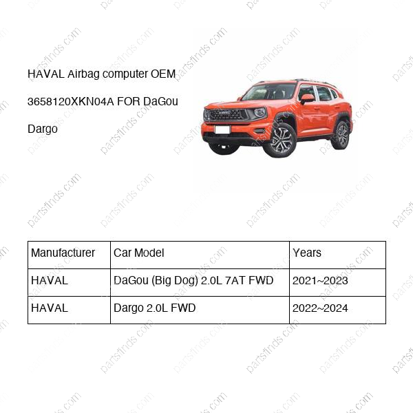 3658120XKN04A|3658120XKN04A | Airbag computer | HAVAL parts | | | DaGou (Big Dog) 2.0L 7AT FWD | Dargo 2.0L FWD | PartsFinds