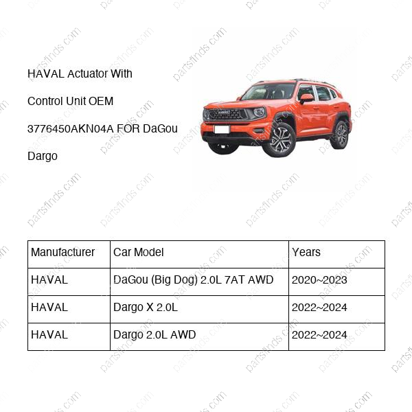 3776450AKN04A|3776450AKN04A | Actuator With Control Unit | HAVAL parts | | | DaGou (Big Dog) 2.0L 7AT AWD | Dargo X 2.0L | Dargo 2.0L AWD | PartsFinds