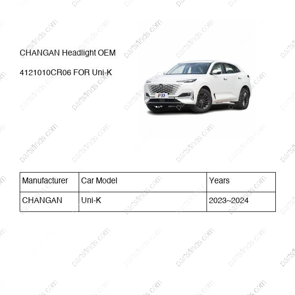 4121010-CR06|4121010CR06 | Headlight | CHANGAN parts | CD569F280501-0104 | CD569F2805010104 | Uni-K | PartsFinds