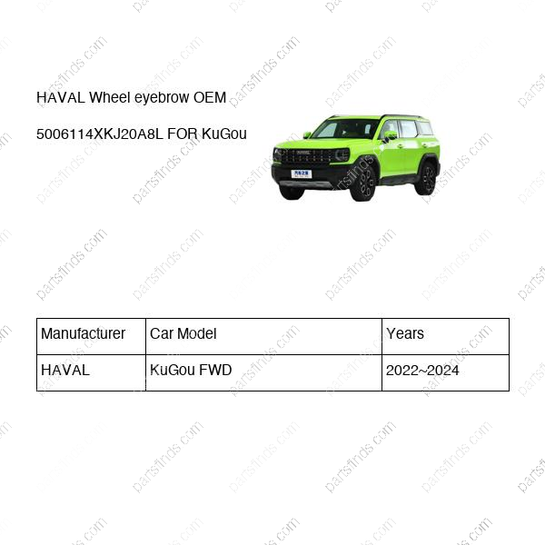 5006114XKJ20A8L|5006114XKJ20A8L | Wheel eyebrow | HAVAL parts | | | KuGou FWD | PartsFinds