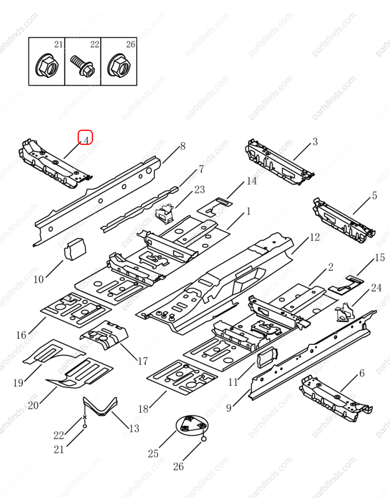 5052003900C15|5052003900C15 | Floor beam | GEELY parts | 101203816501C15 | 101203816501C15 | Emgrand GT | PartsFinds