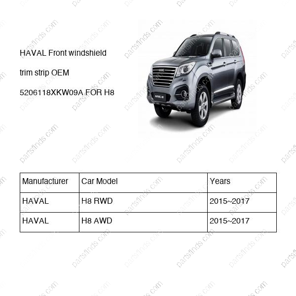5206118XKW09A|5206118XKW09A | Front windshield trim strip | HAVAL parts | | | H8 RWD | H8 AWD | PartsFinds