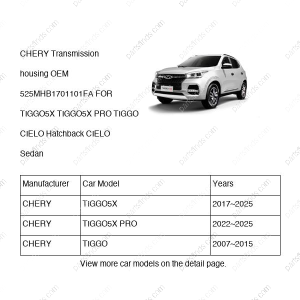525MHB-1701101FA|525MHB1701101FA | Transmission housing | CHERY parts | | | TIGGO5X | TIGGO5X PRO | TIGGO | PartsFinds
