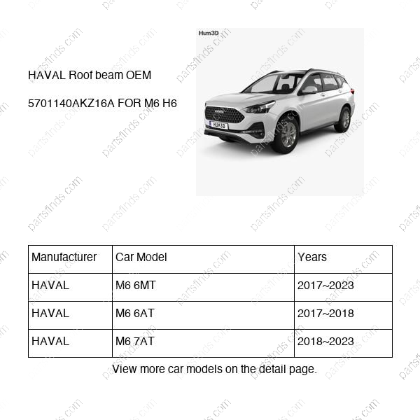 5701140AKZ16A|5701140AKZ16A | Roof beam | HAVAL parts | | | M6 6MT | M6 6AT | M6 7AT | PartsFinds