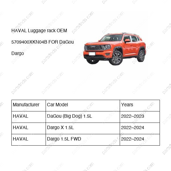 5709400XKN04B|5709400XKN04B | Luggage rack | HAVAL parts | | | DaGou (Big Dog) 1.5L | Dargo X 1.5L | Dargo 1.5L FWD | PartsFinds