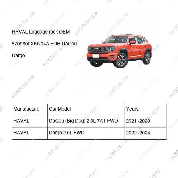 5709600XKN04A|5709600XKN04A | Luggage rack | HAVAL parts | | | DaGou (Big Dog) 2.0L 7AT FWD | Dargo 2.0L FWD | PartsFinds