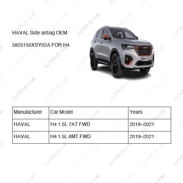5820150XSY02A|5820150XSY02A | Side airbag | HAVAL parts | | | H4 1.5L 7AT FWD | H4 1.5L 6MT FWD | PartsFinds