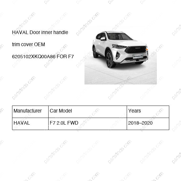 6205102XKQ00A86|6205102XKQ00A86 | Door inner handle trim cover | HAVAL parts | | | F7 2.0L FWD | PartsFinds