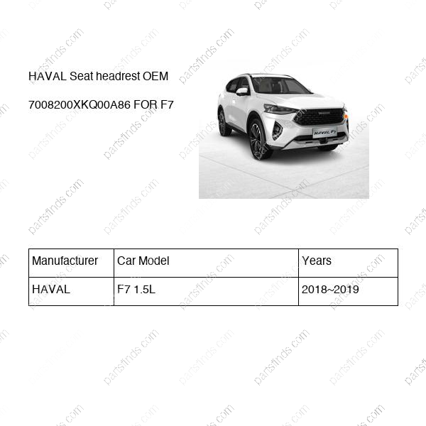 7008200XKQ00A86|7008200XKQ00A86 | Seat headrest | HAVAL parts | | | F7 1.5L | PartsFinds