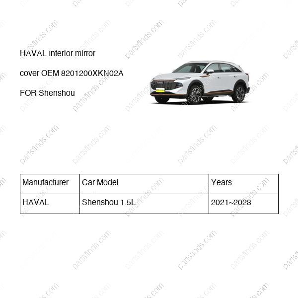 8201200XKN02A|8201200XKN02A | Interior mirror cover | HAVAL parts | | | Shenshou 1.5L | PartsFinds