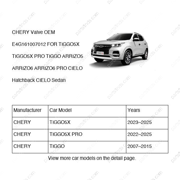 E4G16-1007012|E4G161007012 | Valve | CHERY parts | | | TIGGO5X | TIGGO5X PRO | TIGGO | PartsFinds