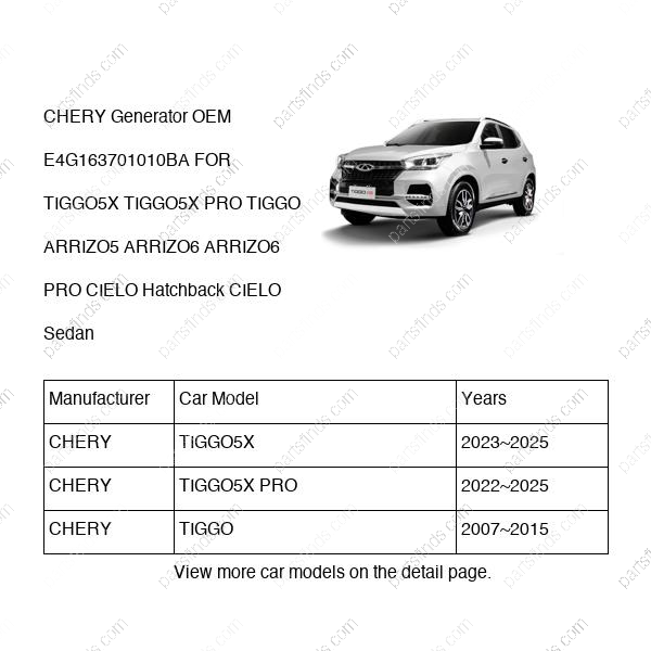 E4G16-3701010BA|E4G163701010BA | Generator | CHERY parts | | | TIGGO5X | TIGGO5X PRO | TIGGO | PartsFinds